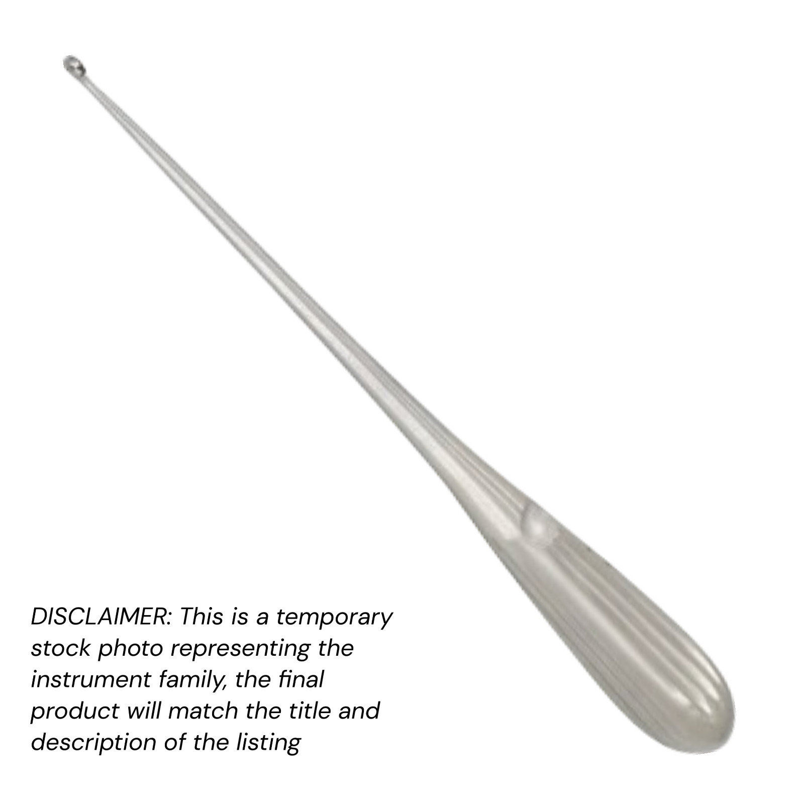 Set of 5 Spratt (Brun) Bone Curettes, 6.5″, Oval Cup, Sz: 1 (3.5×5.5 mm), Econo