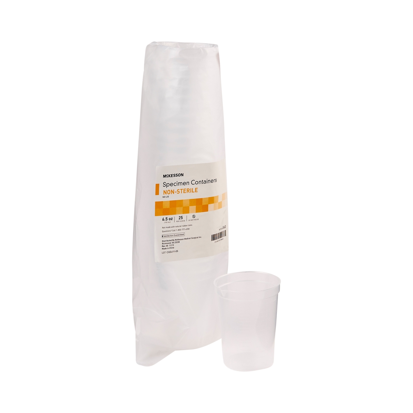 McKesson Specimen Container Disposable 192 mL (6.5 oz.) 560 25 Ct