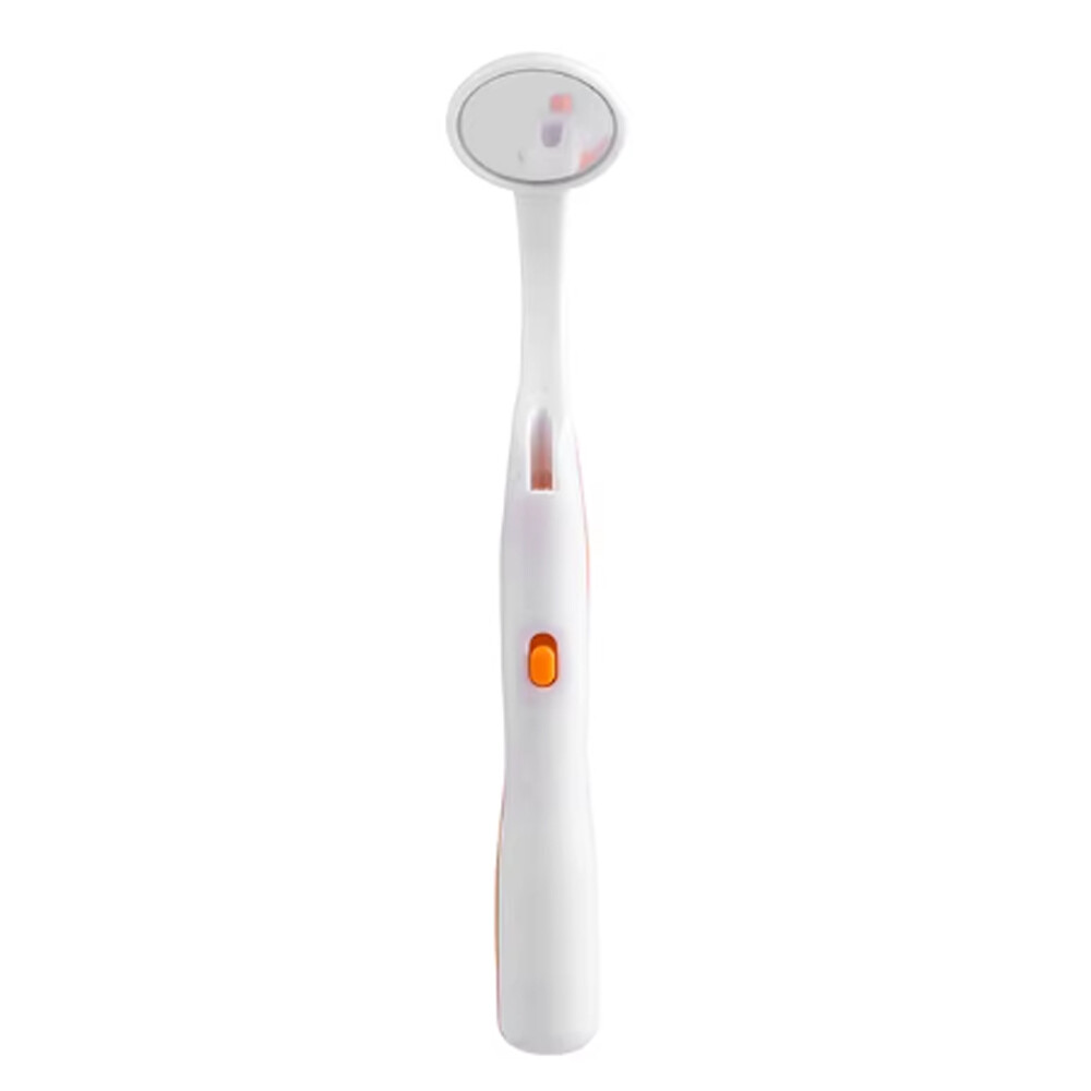 Dental Mirror With Light Tool LED Light Teeth Inspection Mirror Anti Fog Orange