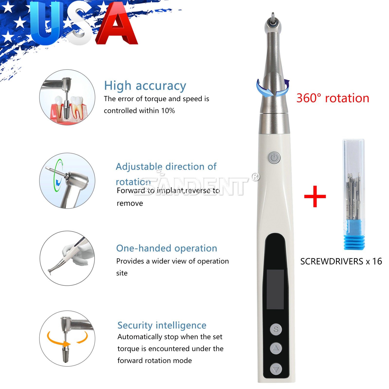 NSK Style Dental Low Speed Contra Angle Handpiece Push Button ø2.35mm E-TYPE