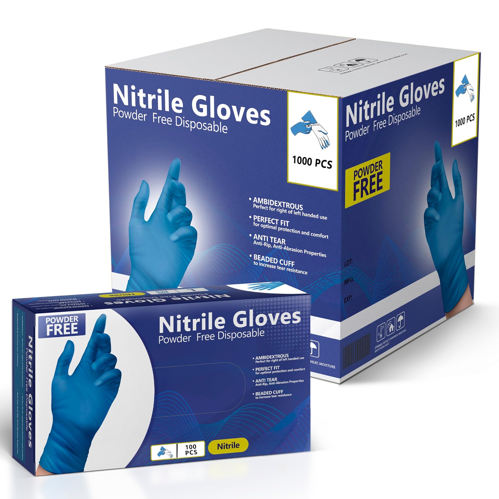 Nitrile Gloves Disposable Powder Free Latex Free Large Case 100-1000