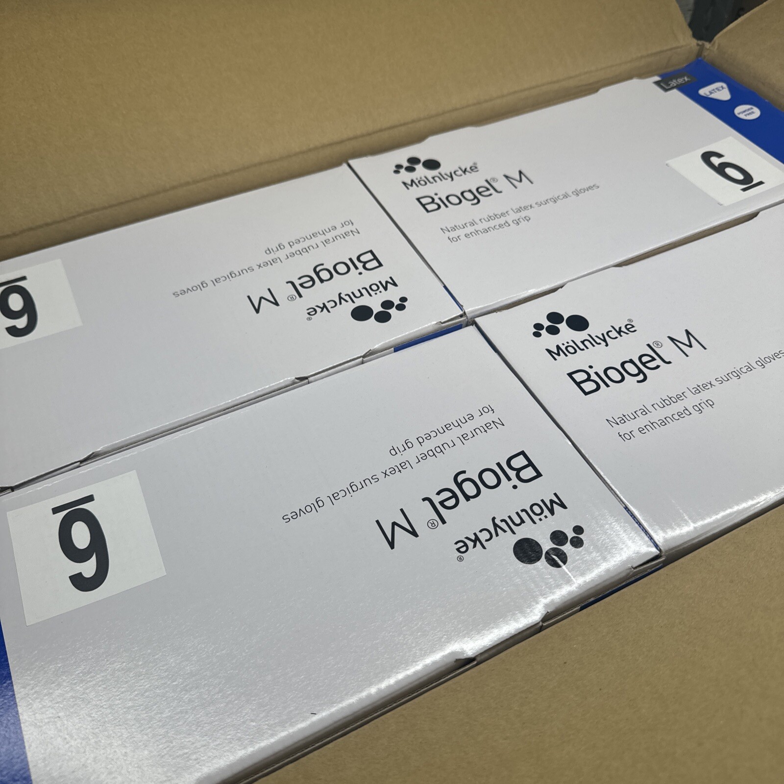 Molnlycke Biogel M Latex Surgical Gloves 1 CASE Sterile, Size: 6 Exp: 03/27