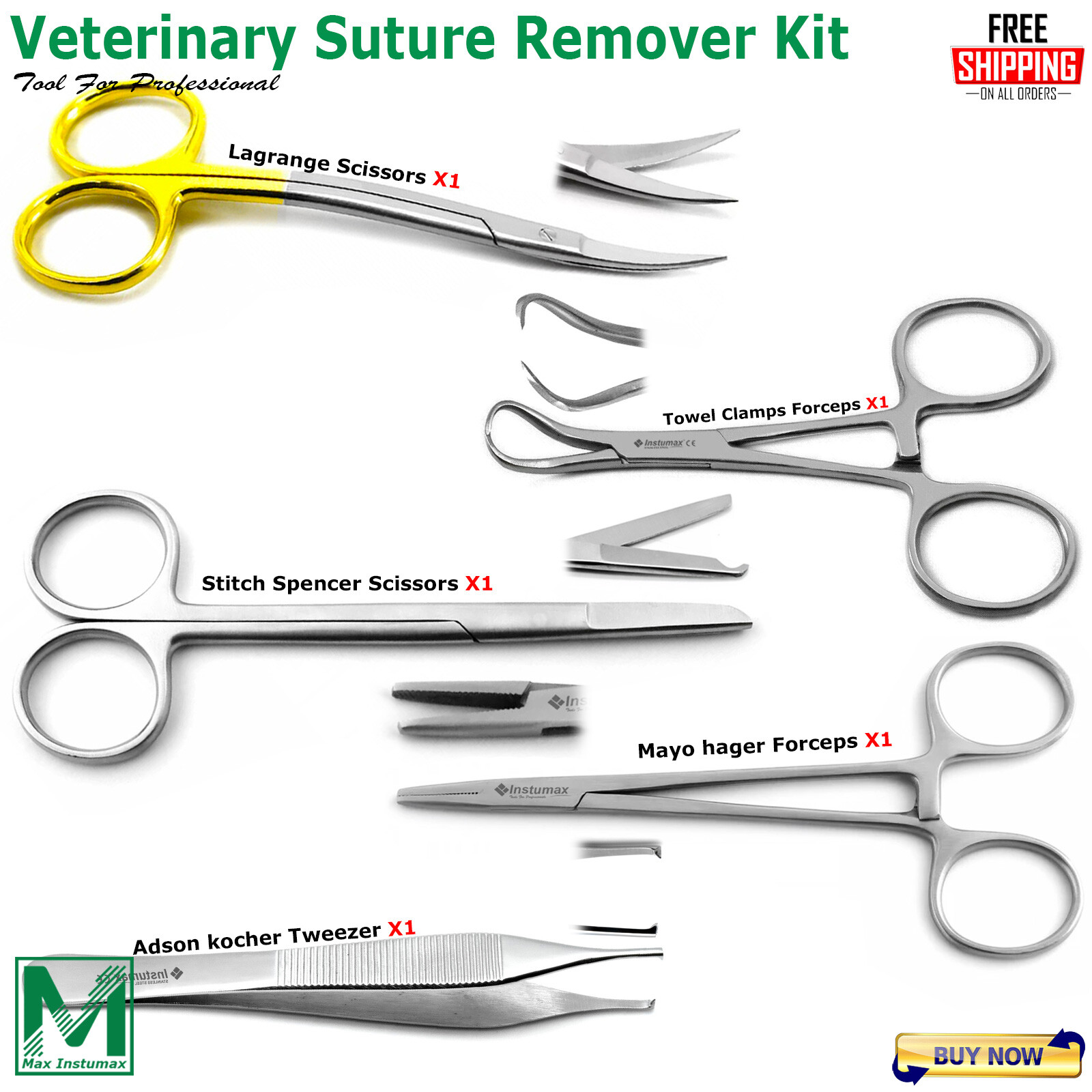 5Pcs Minor Surgery Kit Surgical Veterinary Student Dissecting Suture Removal CE