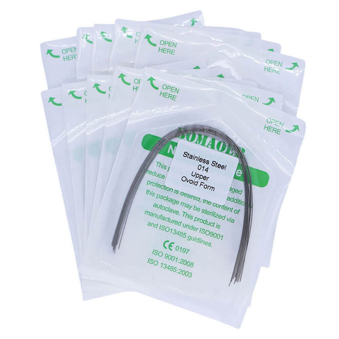 10×Dental Orthodontic Stainless Steel Round Arch Wires Ovoid Form 014 Upper
