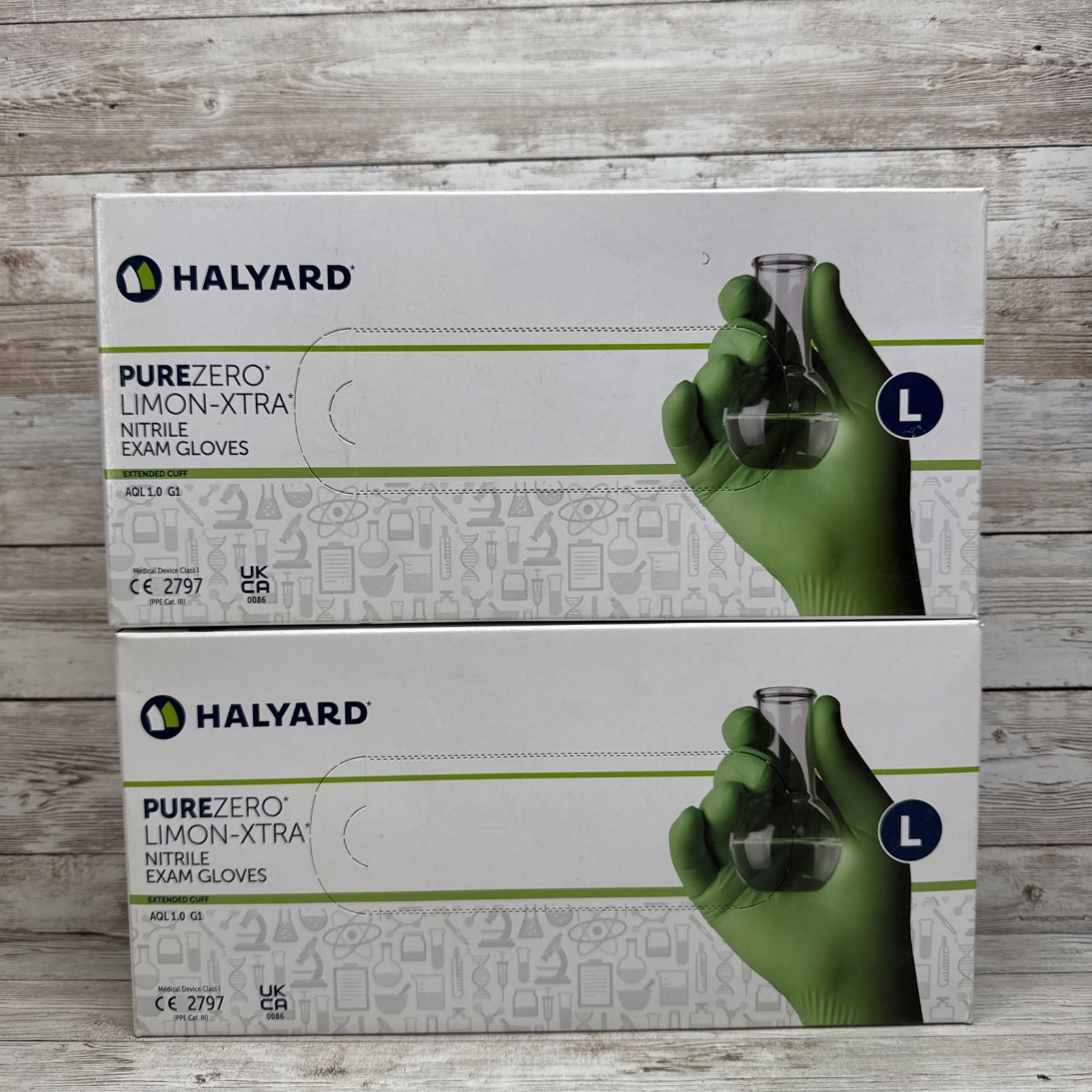 HALYARD PUREZERO LIMON-XTRA Nitrile Exam Gloves *2 Boxes* Size: Large *See Date*