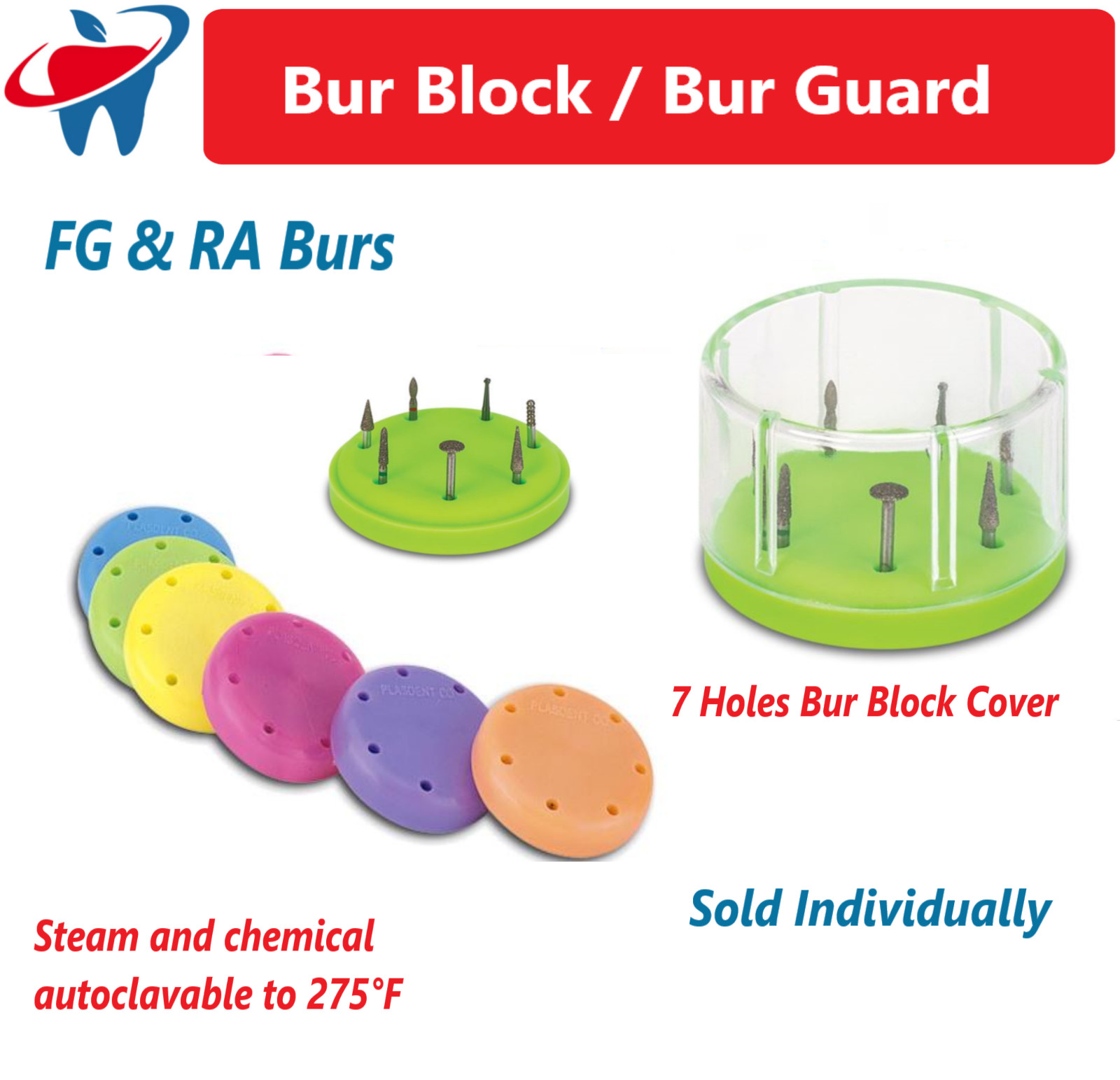 Dental Bur Block Magnetic Lab Holder Station Holds 14 Burs, 7/8 Burs, FG, HP RA