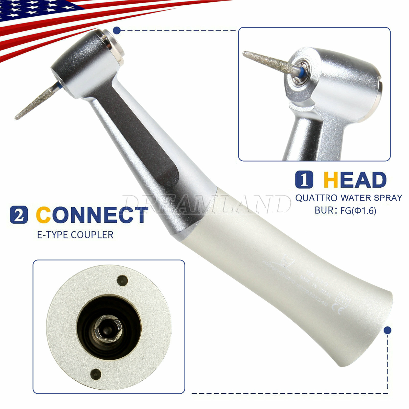 1-5 x Dental Slow Speed Contra Angle Handpiece fit NSK 1.6mm Friction Grip