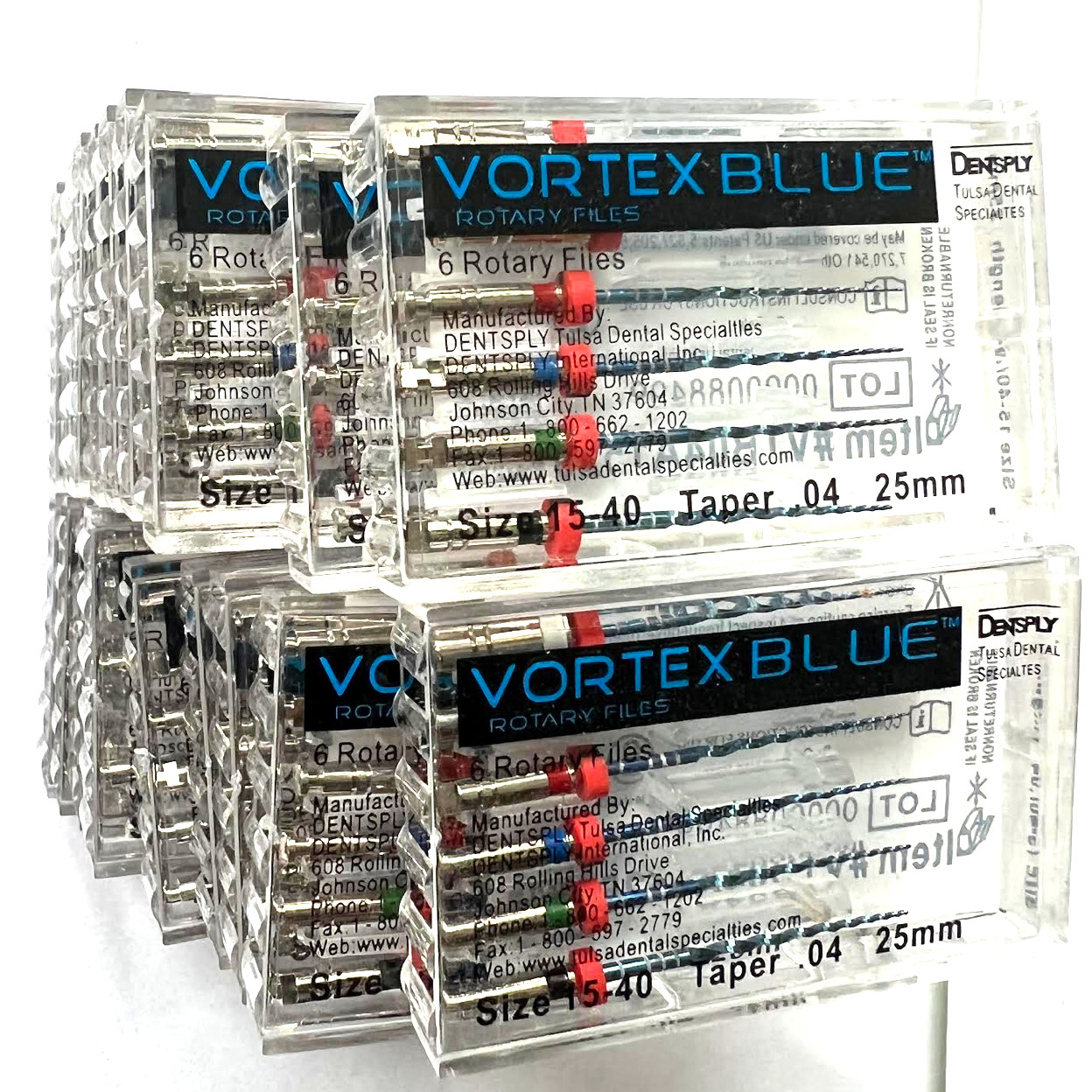 20pk 25mm .06 Asst Vortex Blue Rotary Files Dentsply Tulsa Dental Root 15-40