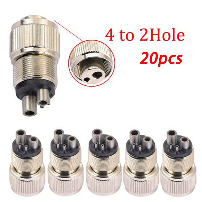 20pcs,Dental Adapter Changer Connector for High Speed Handpiece 4 to 2 Hole New！