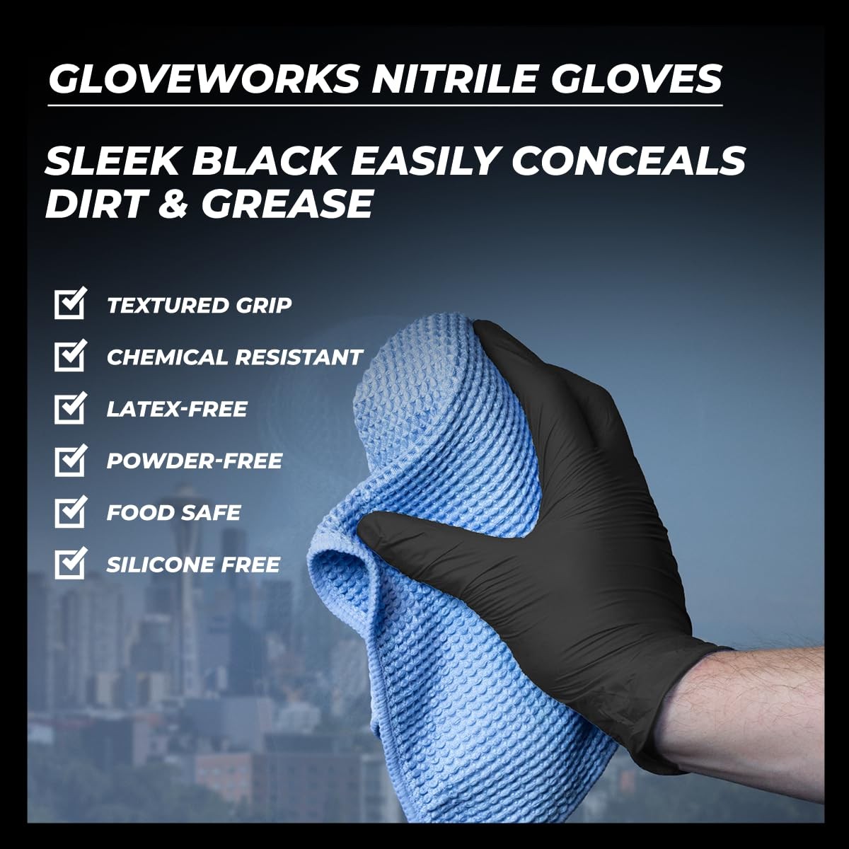 GLOVEWORKS Black Nitrile Disposable Gloves 5 Mil XXL, 2 Boxes of 100