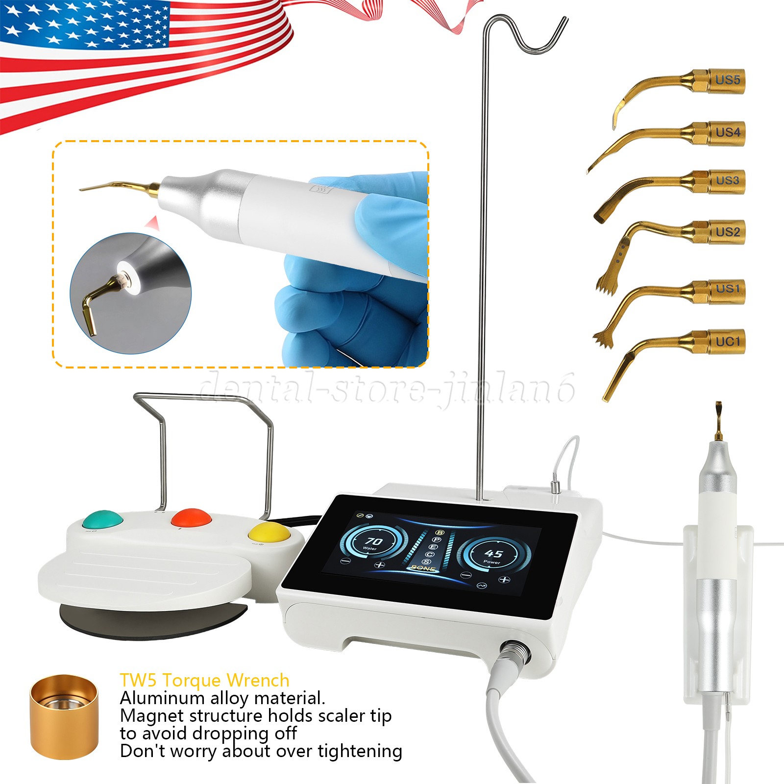 MPT1 Piezo Bone Surgery 4+1 Tips Bone Perio Endo Clean+ Piezosurgery 7″ Screen