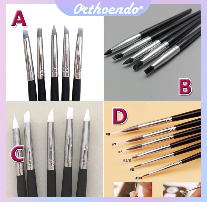 Dental Porcelain Teeth Brush Pen Brushes Silicone Adhesive Teeth Brush Composite