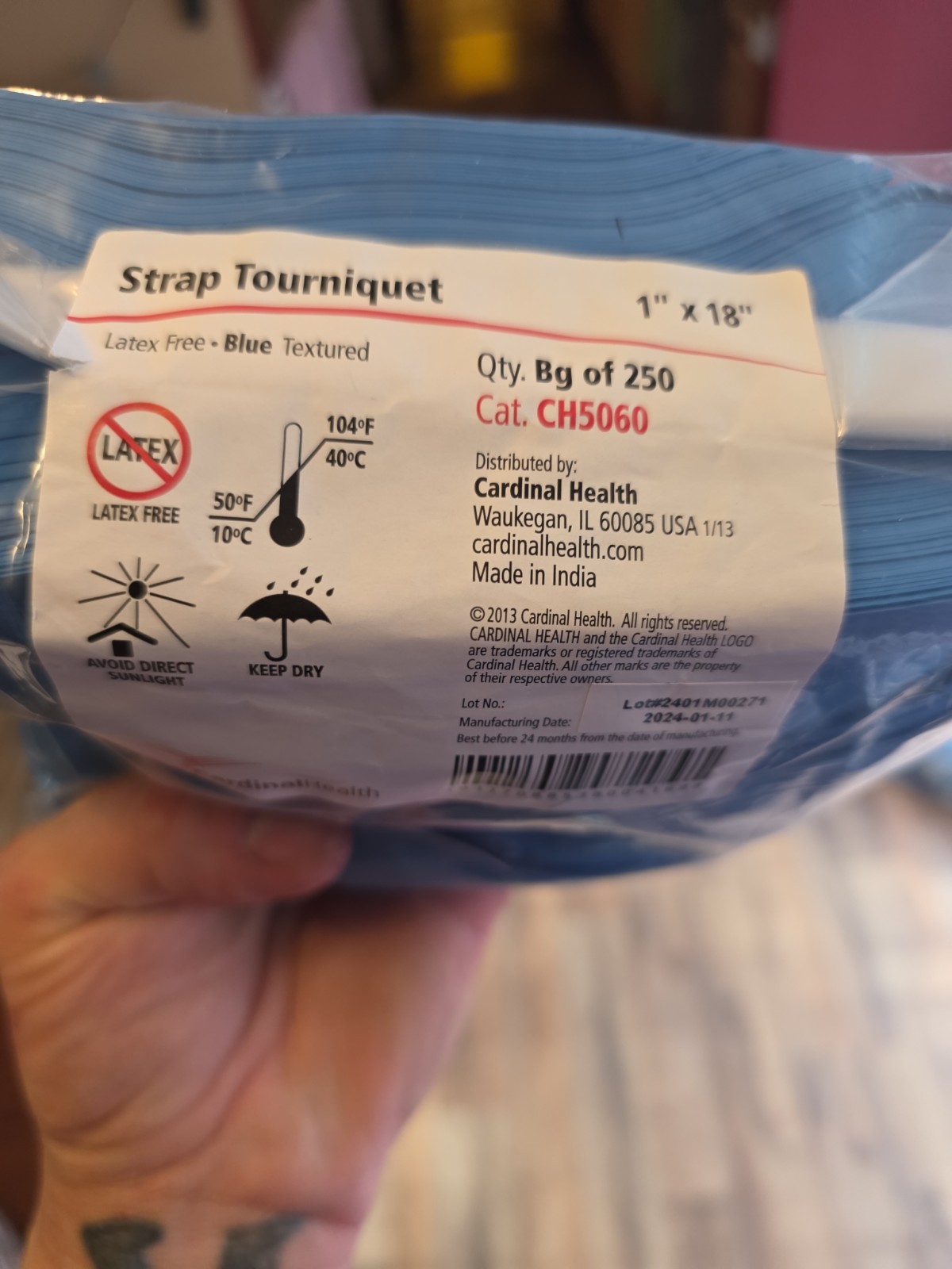 CardinalHealth 1″X18″ Blue Tourniquet Strap 250 Ct