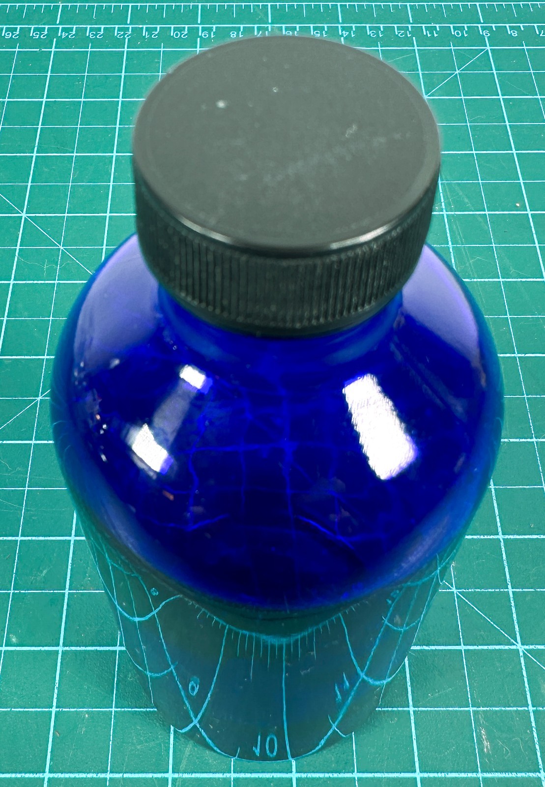 Cobalt Blue Glass Bottle Jar 8 Oz Round Apothecary Lab Reagent Black Screw Cap