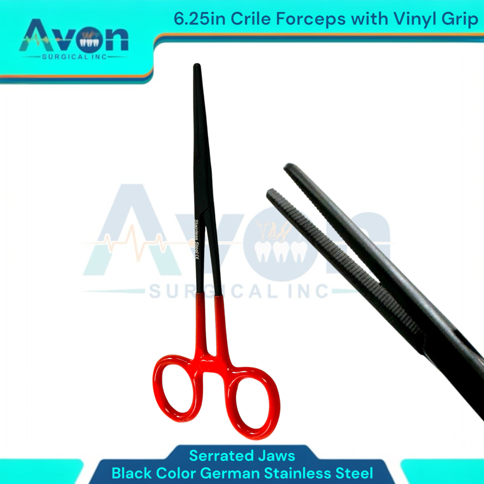 Multi-Purpose Hemostat Crile Forceps 6.25″, Vinyl Grip – Fishing, Crafts, Lab 1x