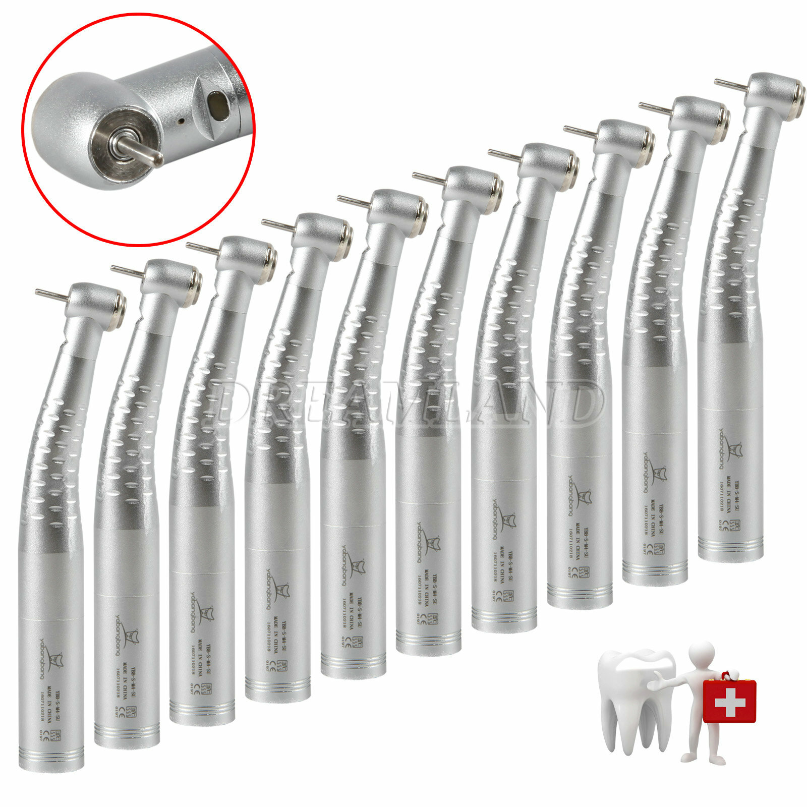 Dental Turbine Torque LED Fiber Optic High Speed Handpiece fit 360°Quick Coupler