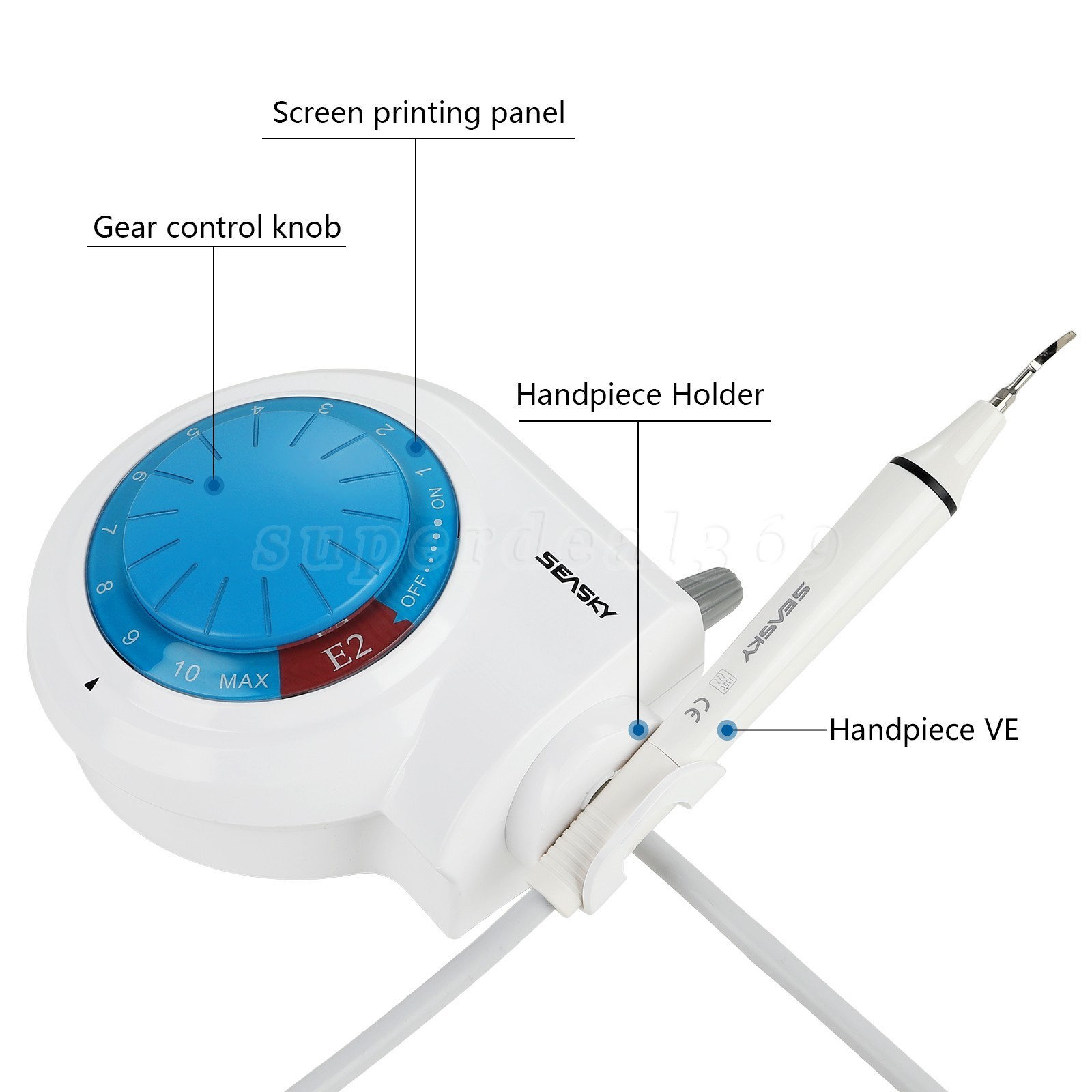 Dental Ultrasonic Piezo Scaler Teeth Cleaner fit with EMS Handpiece Tips E2 FDA