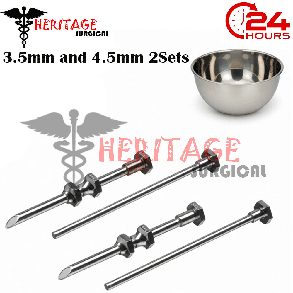 German HRT Trocar 3.5mm and 4.5mm 2Sets Hormone Replacement Pellet Insertion Kit
