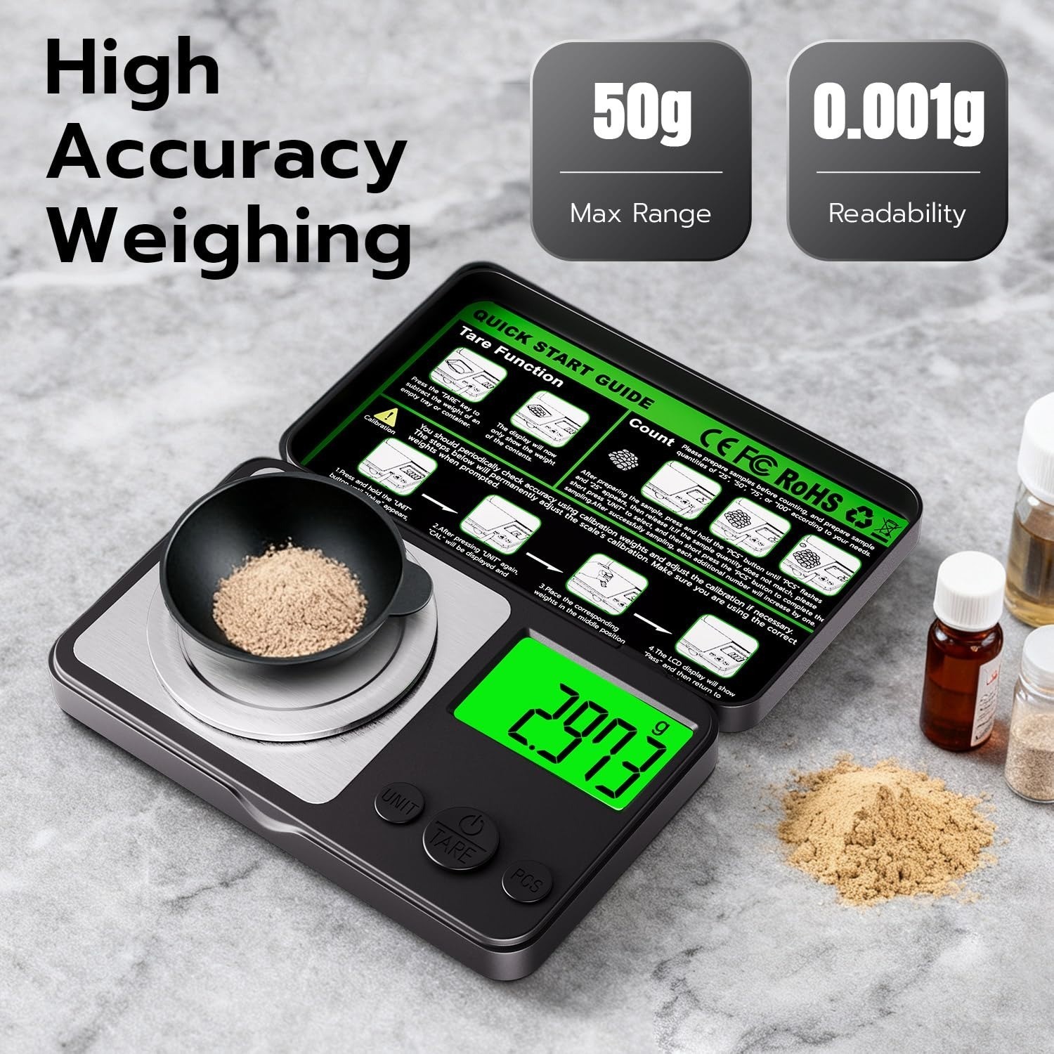 Wigearss Digital Milligram Scale 50g x 0.001g Precision Scale
