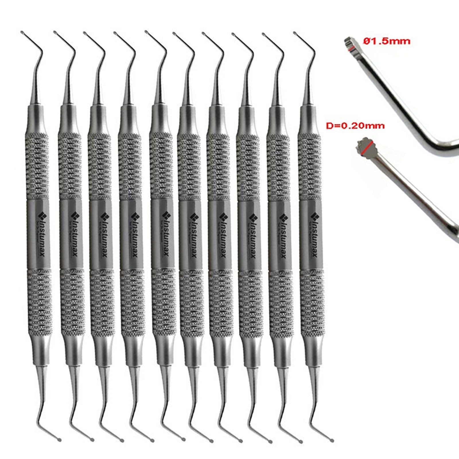 10 GINGIVAL CORD PACKER 0.20mm/Ǿ1.5mm DENTAL INSTRUMENTS * ROUND ENDS SERRATED *