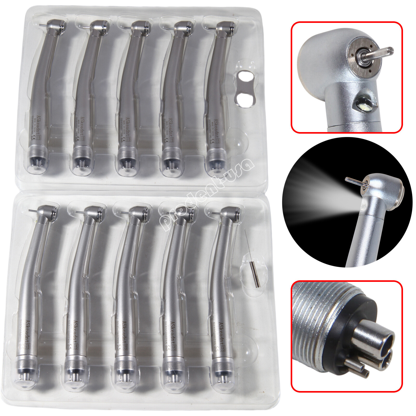 1/10 Pcs Dental Fiber Optic LED E-generator High Speed Handpiece 4 H For Kavo to