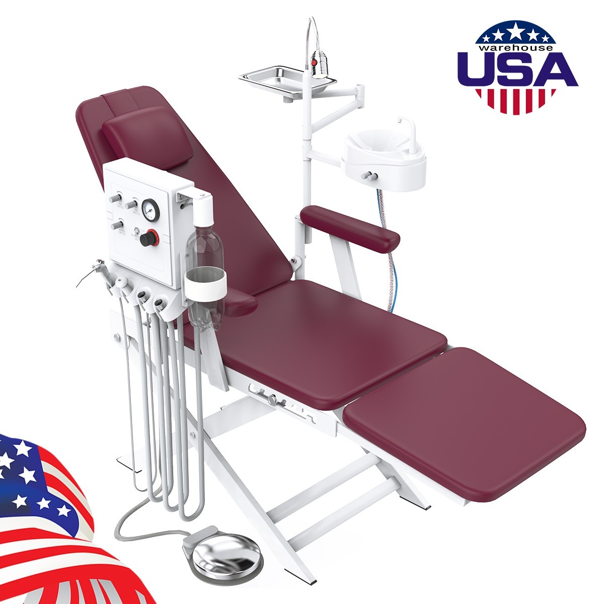Portable Dental Delivery Unit Mobile Cart Air Compressor air tanks 17L/24L/40L
