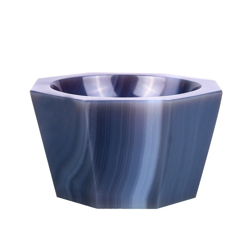 Natural Agate Mortar Pestle Set 60-90mm Gray Lab Grinding Bowl 70-140mm Length