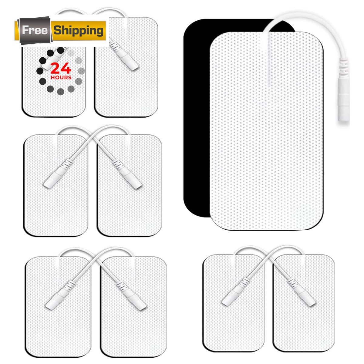 TENS Unit Electrode Pads, 10PCS 2″x 3.5″ Large Self-Adhesive White