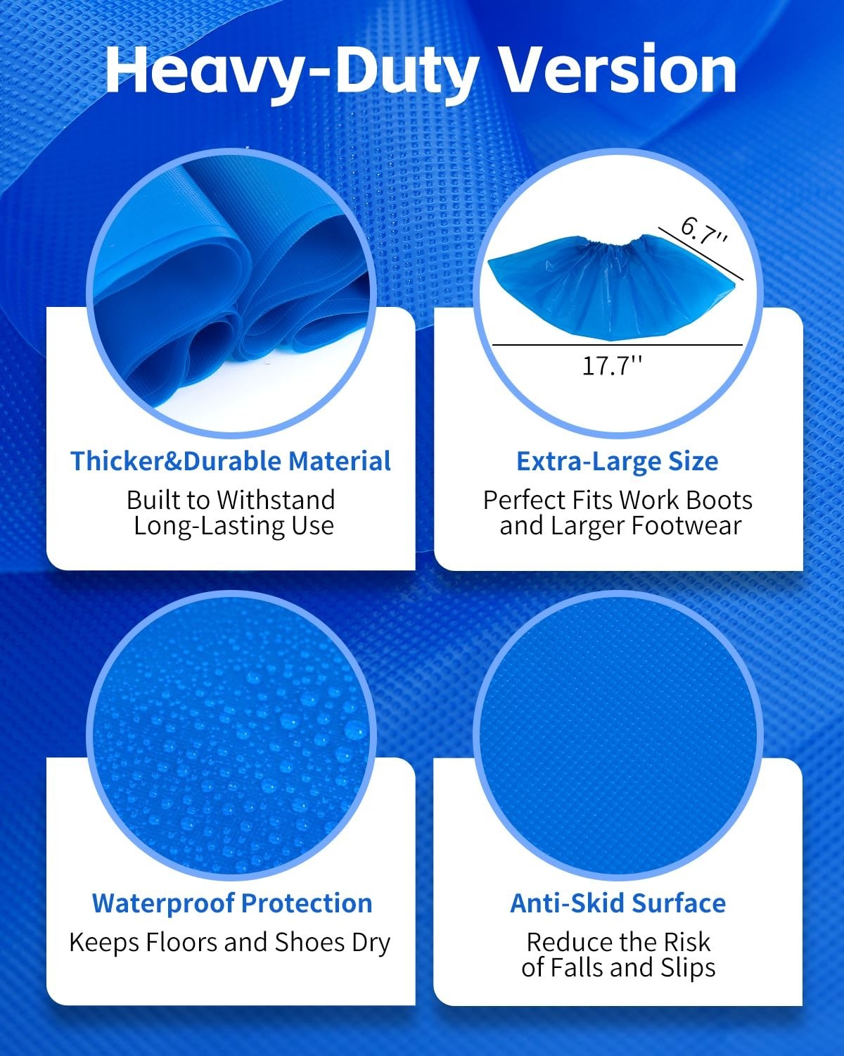 Heavy Duty Disposable Shoe Covers – XL Waterproof Non-Slip Booties, 100 Pack