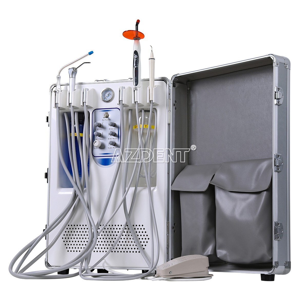 Portable Dental Mobile Delivery Unit Rolling Case Compressor Curing Light/ Chair