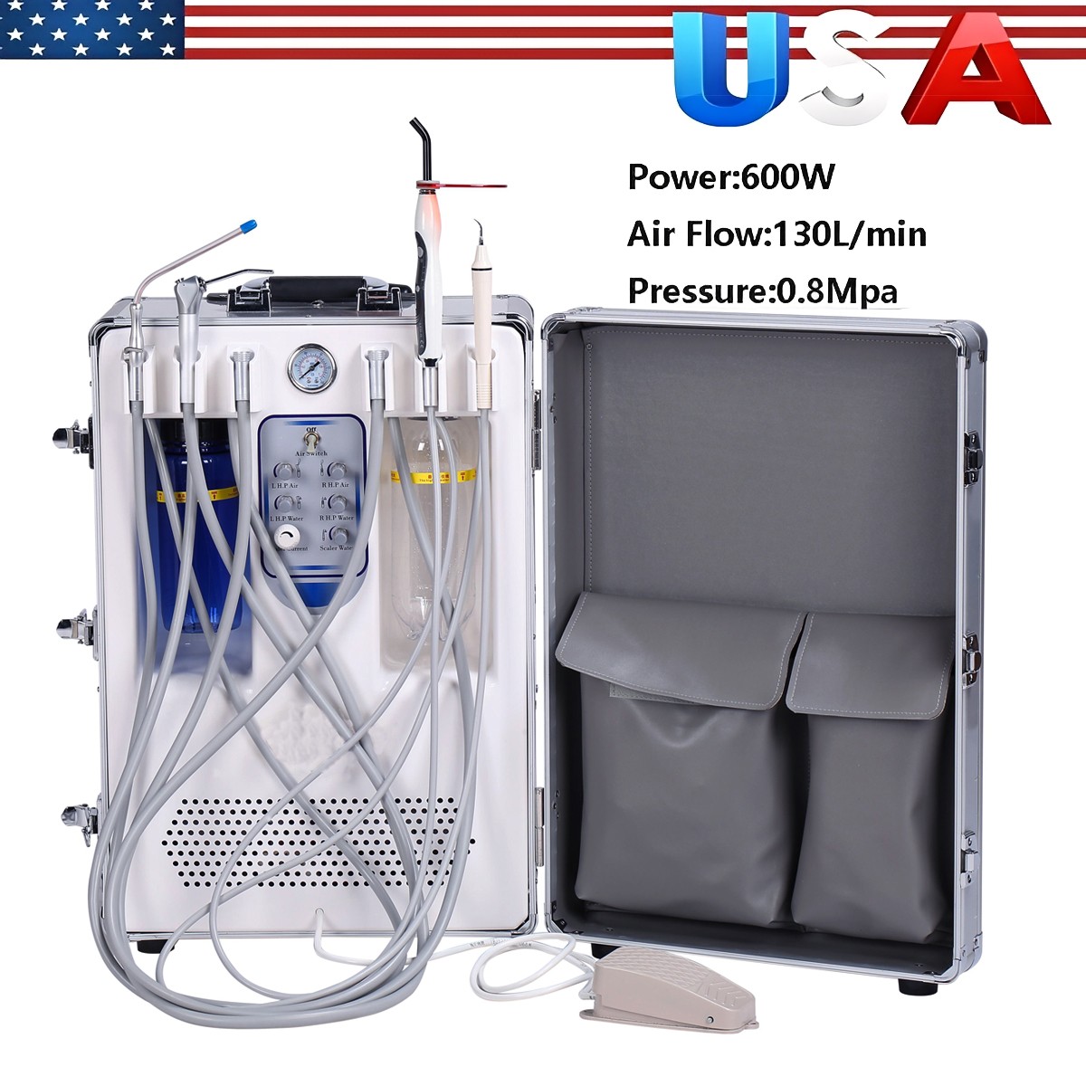 Portable Dental Delivery Unit System Air Compressor Strong suction 130 L/min ds