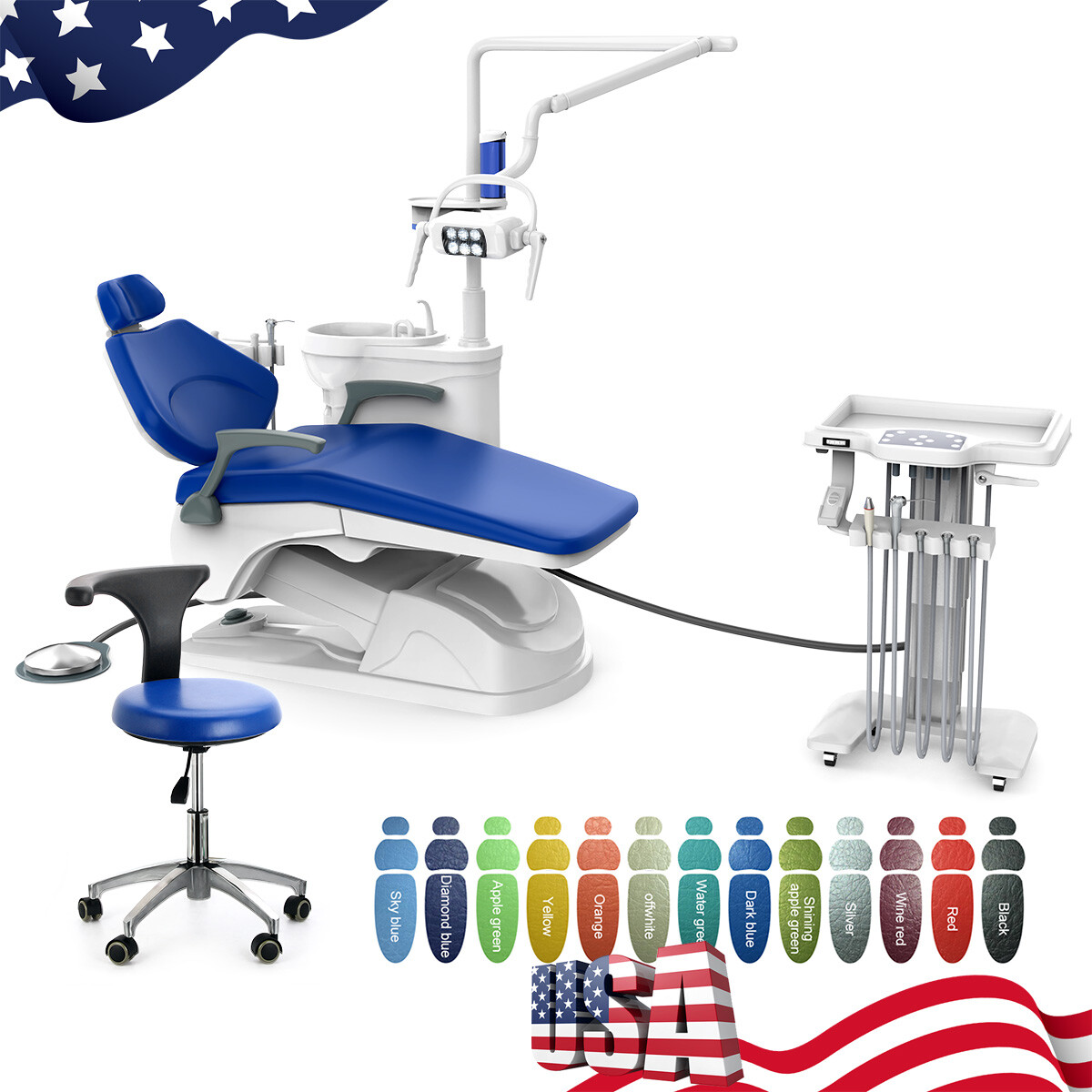 Dental Unit Chair Computer Controlled DC Motor PU Leather +Doctor ‘s Stool FDA