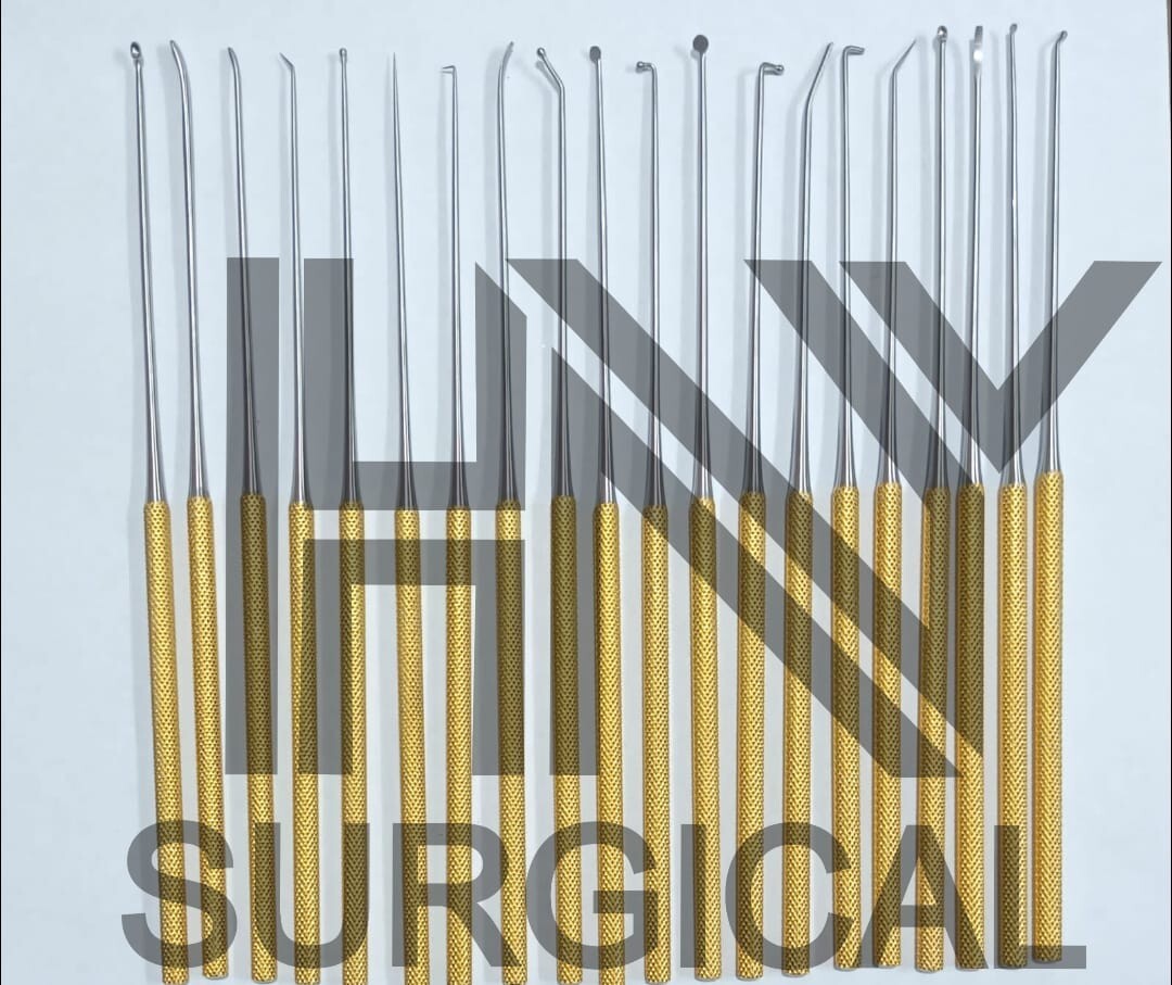Rhoton Micro Dissector Set 20 Pieces with Gold Neurosurgery Surgical Instruments