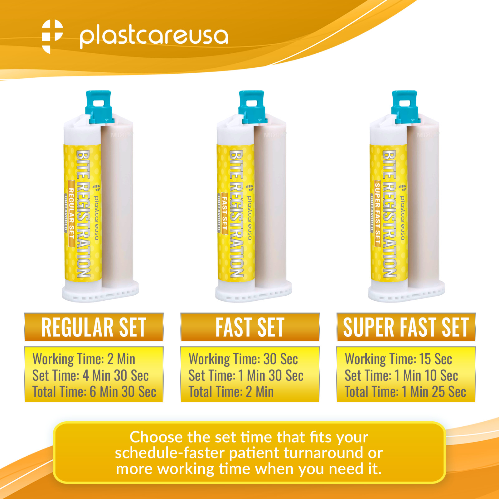 2 X 50ML VPS Bite Registration Material SUPER FAST Set Unflavored Dental PVS