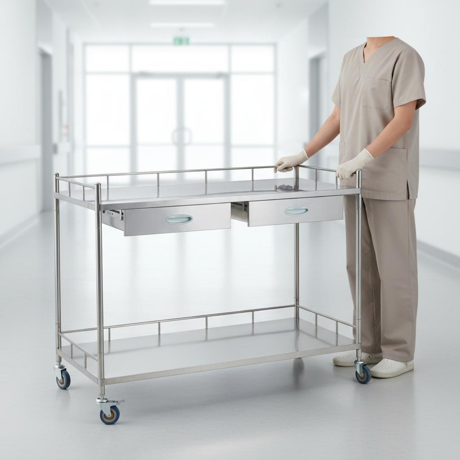 Hospital Treatment Trolley Locking Wheels Oral Instrument Trolley Noiseless