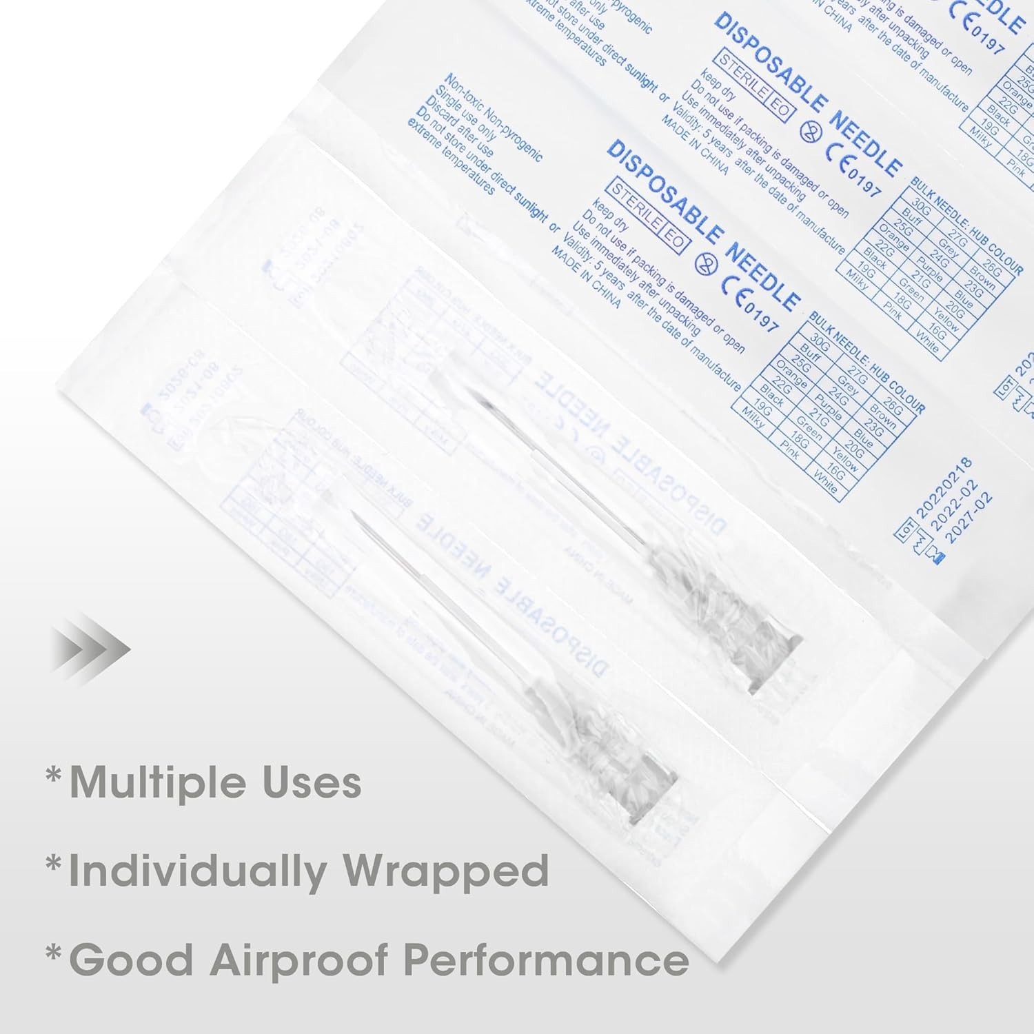 50 Pack 27 Ga 1/2 inch Disposable Needles with Caps for Scientific and Indus…