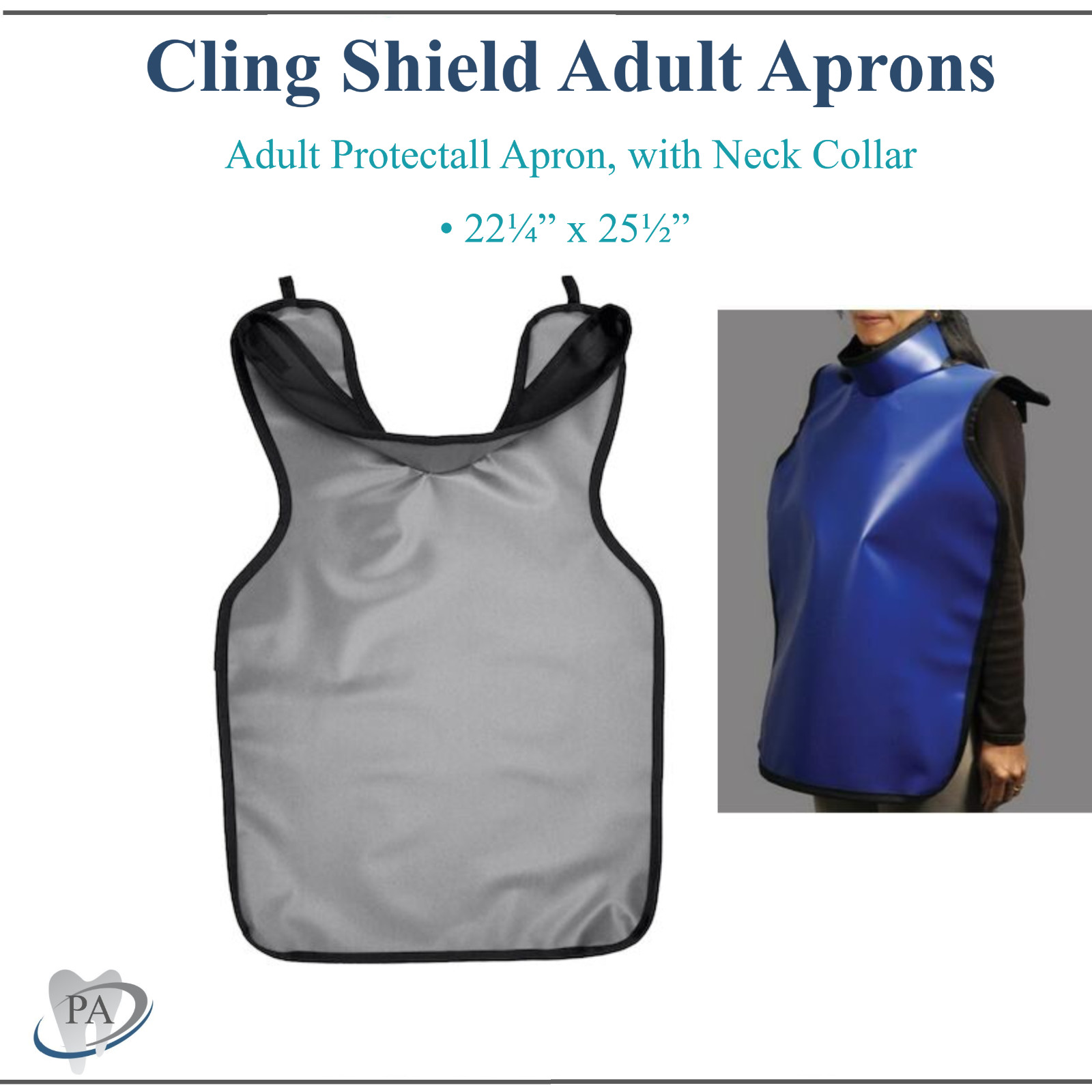 Medical Cling Shield Lead-Lined Protectall X-Ray Apron w/Neck Collar .3mm – Grey