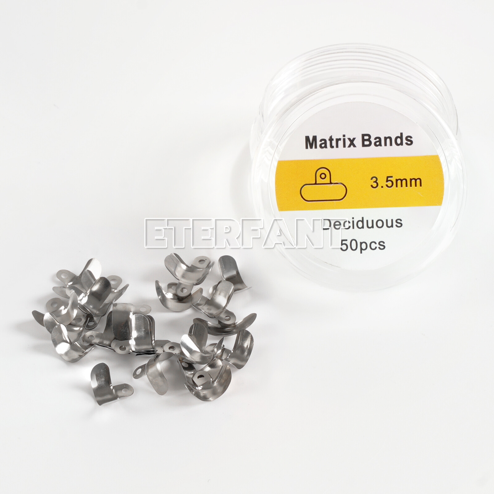 50PCs Dental Matrix Bands Ring Sectional Matrice Clamp 3.5mm/4.5mm/5.5mm/6.5mm