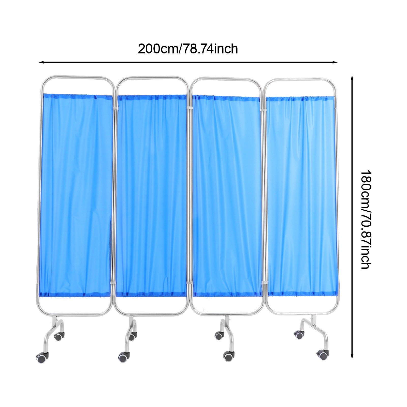 Blue Medical Privacy Screen Waterproof Oxford Cloth Privacy Screen With 8 Wheels