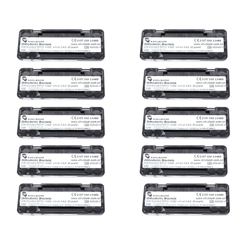 10×Dental 20Pcs/kit Orthodontic Brackets Mim Stantard Roth 0.022” On 345 Hooks