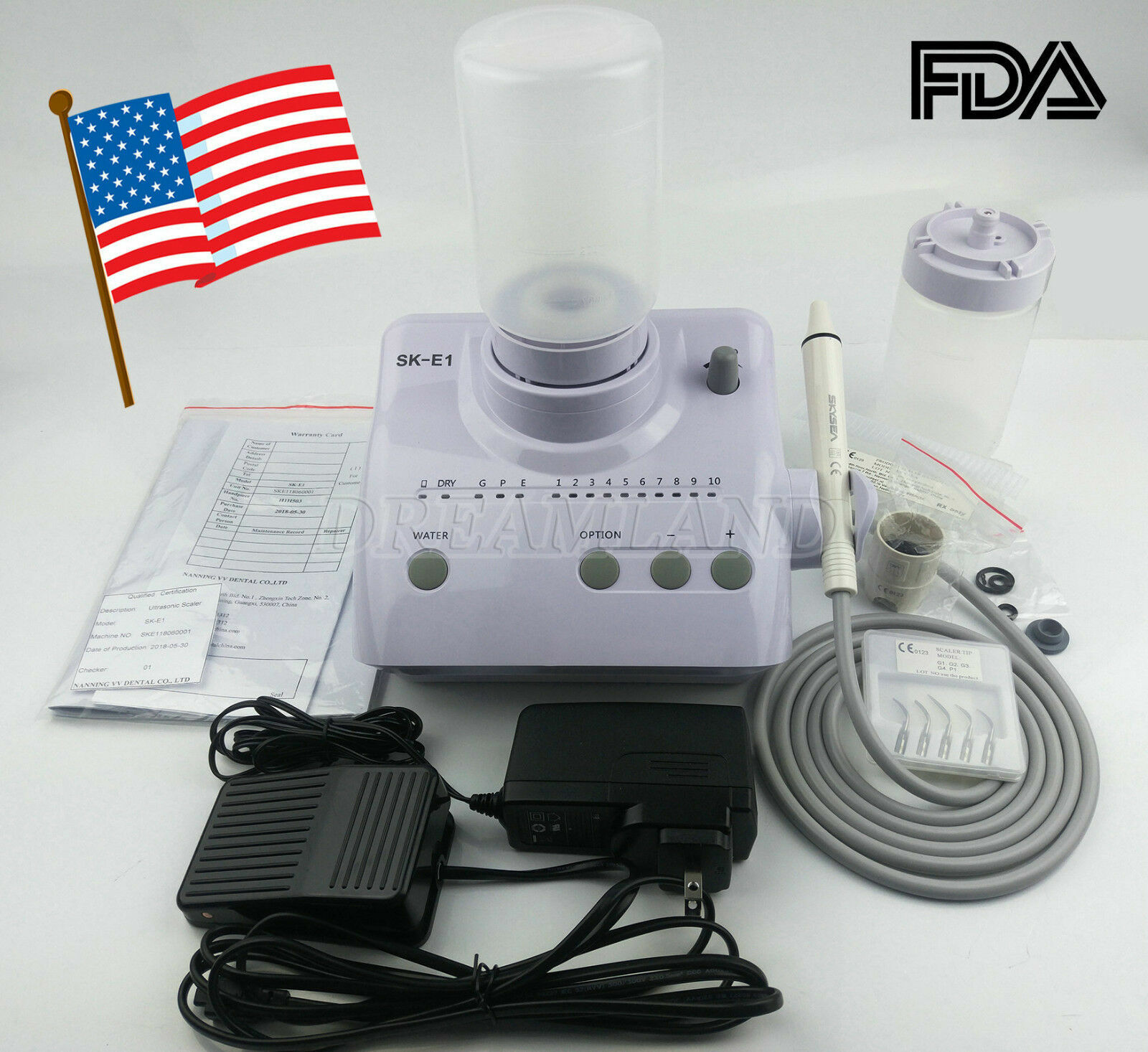 FDA CERTIFICATION Dental Ultrasonic Scaler E1 Auto Water fit EMS USA