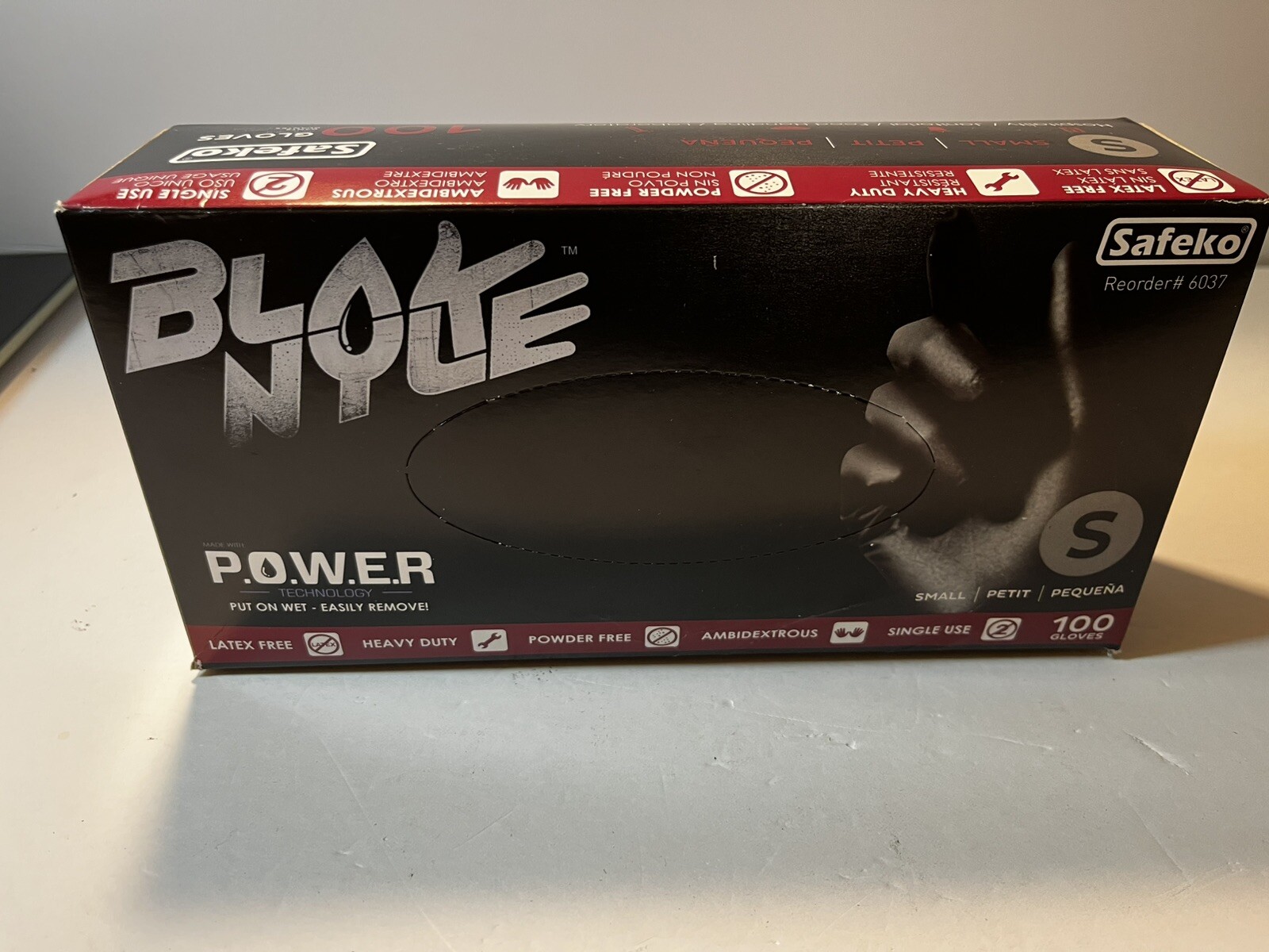 Safeko Blak Nyle Power Gloves 100ct Powder Free No Latex Size Small 100ct