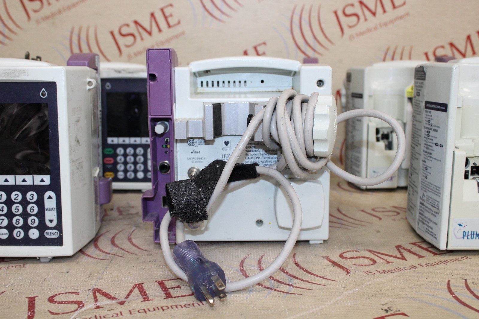 Lot of 8 Hospira Plum A+ Infusion Pump w/ Mount & Power Cables