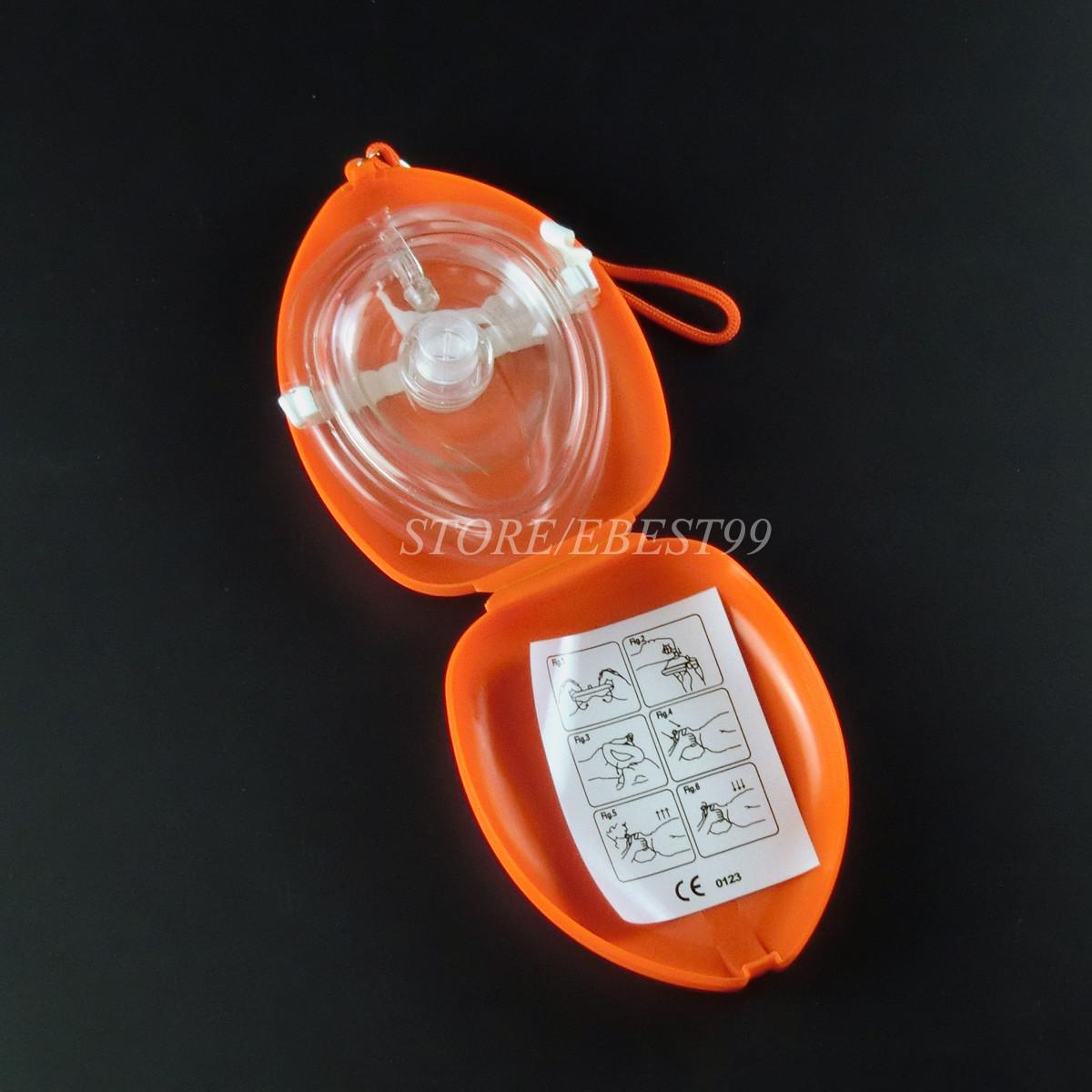 1x Orange CPR Pocket Face Shield Resuscitator Rescue cpr kit Face shield