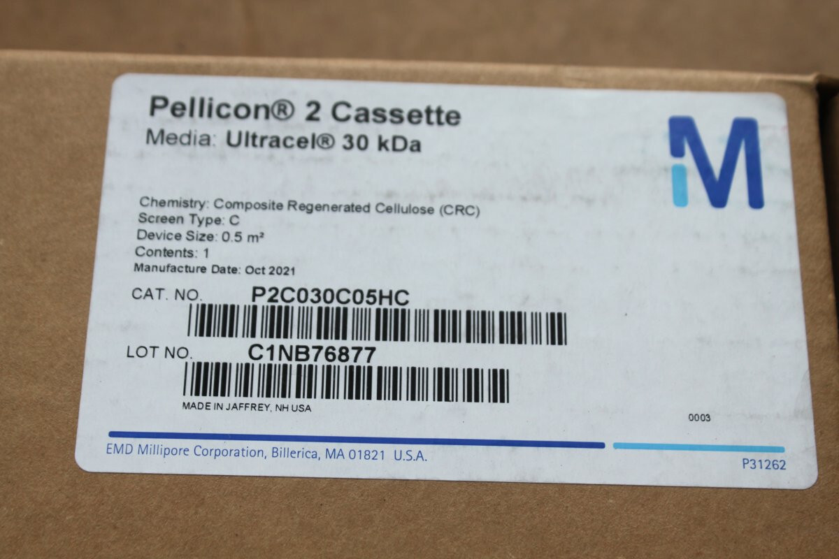 Millipore Pellicon 2 Cassette Ultracel® 30 kDa Membrane C screen 0.5 m² CRC NEW