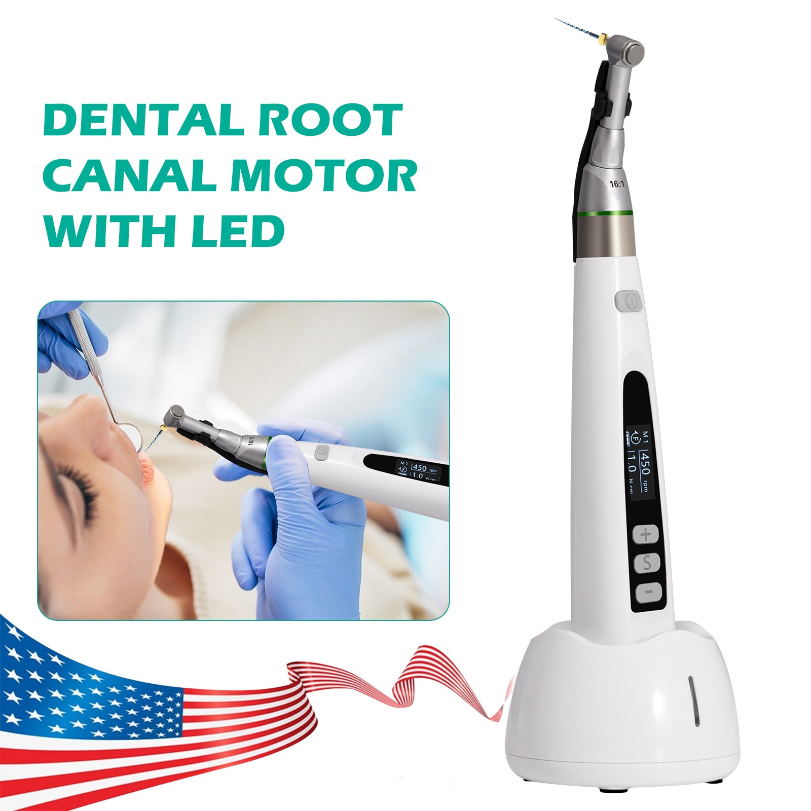 Cordless Endo Motor Handpiece w/ LCD Display, Auto Reverse & Portable