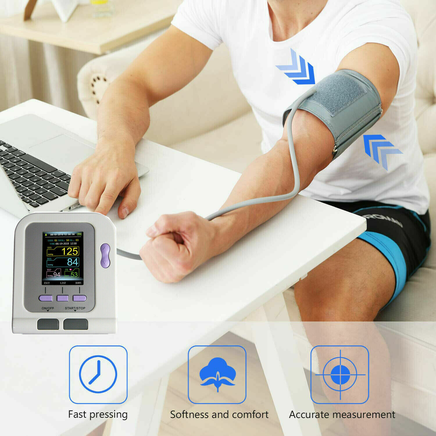 CONTEC08A+3 Cuffs+SPO2 NIBP Digital Arm Blood Pressure Monitor Sphygmomanometer