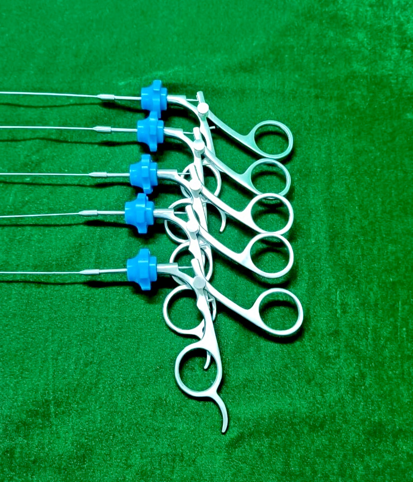 5pc Hysteroscopy Urology Semi Rigid Scissor 5FR Blue Rotar Reusable Instruments
