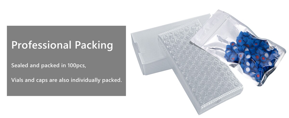 10000ps 2ml Sample Clear Autosampler Vials Screw Caps 9-425 HPLC GC PTFE 9mm Top