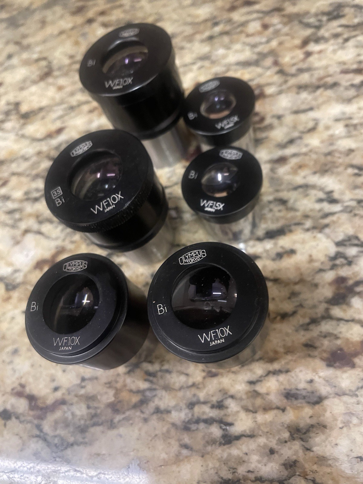 6 Olympus Microscope WFX Bi Eyepieces Magnification 10X & 15X- 47mm